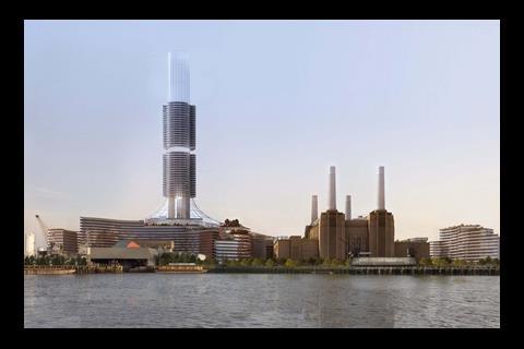 Proposed Vinoly tower at Battersea Power Station